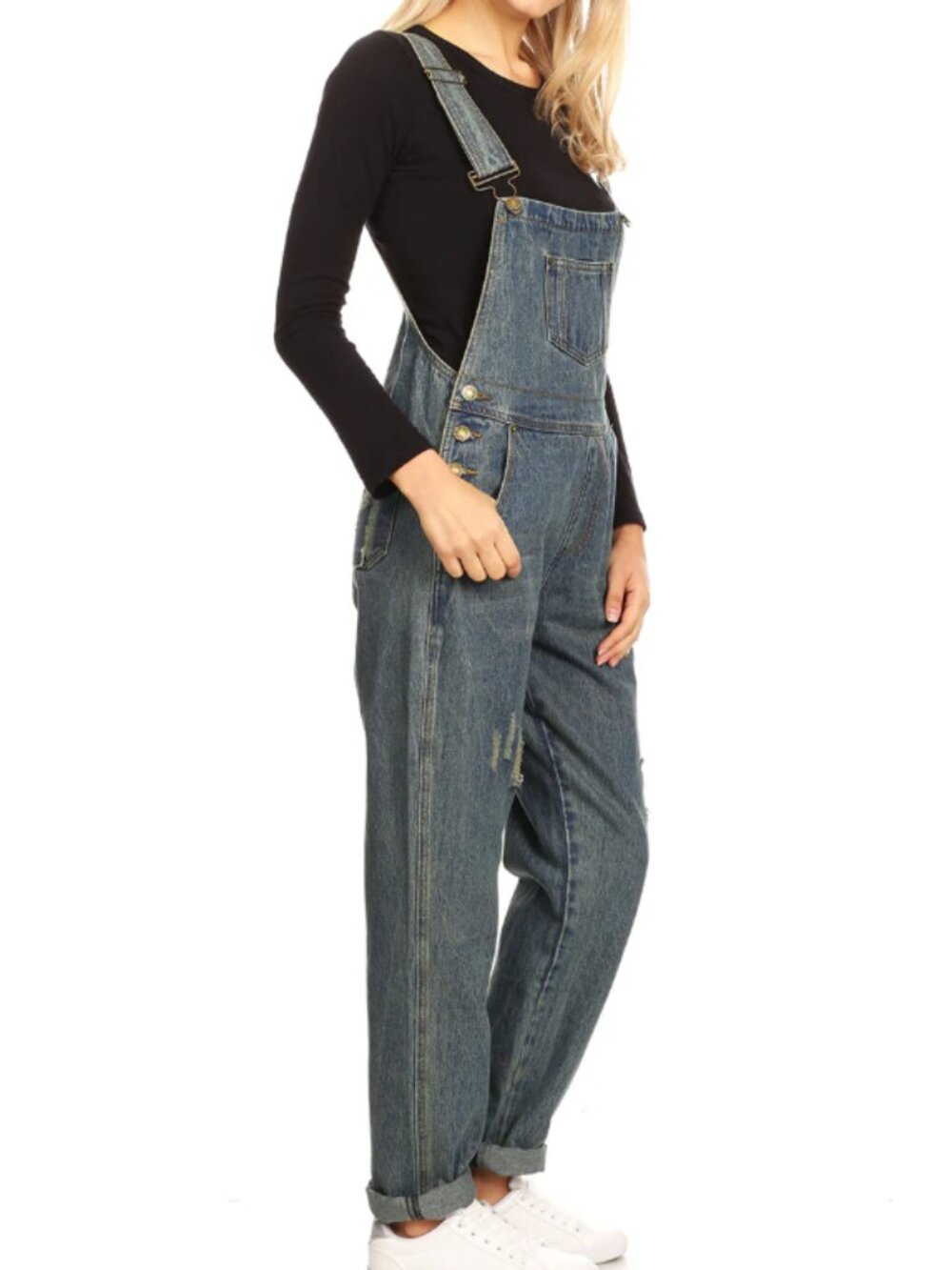 Anna-kaci Vintage Style Adjustable Strap Denim Overalls